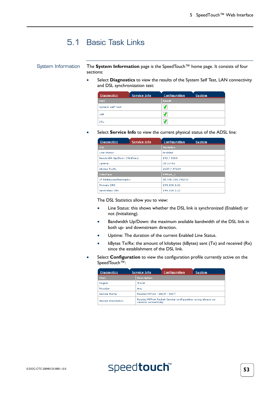 1 basic task links, System information, Basic task links | RCA 580 User Manual | Page 55 / 104