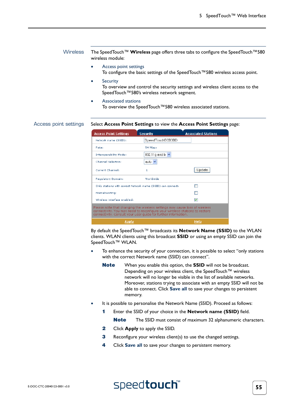 Wireless, Access point settings, Wireless” on | RCA 580 User Manual | Page 57 / 104
