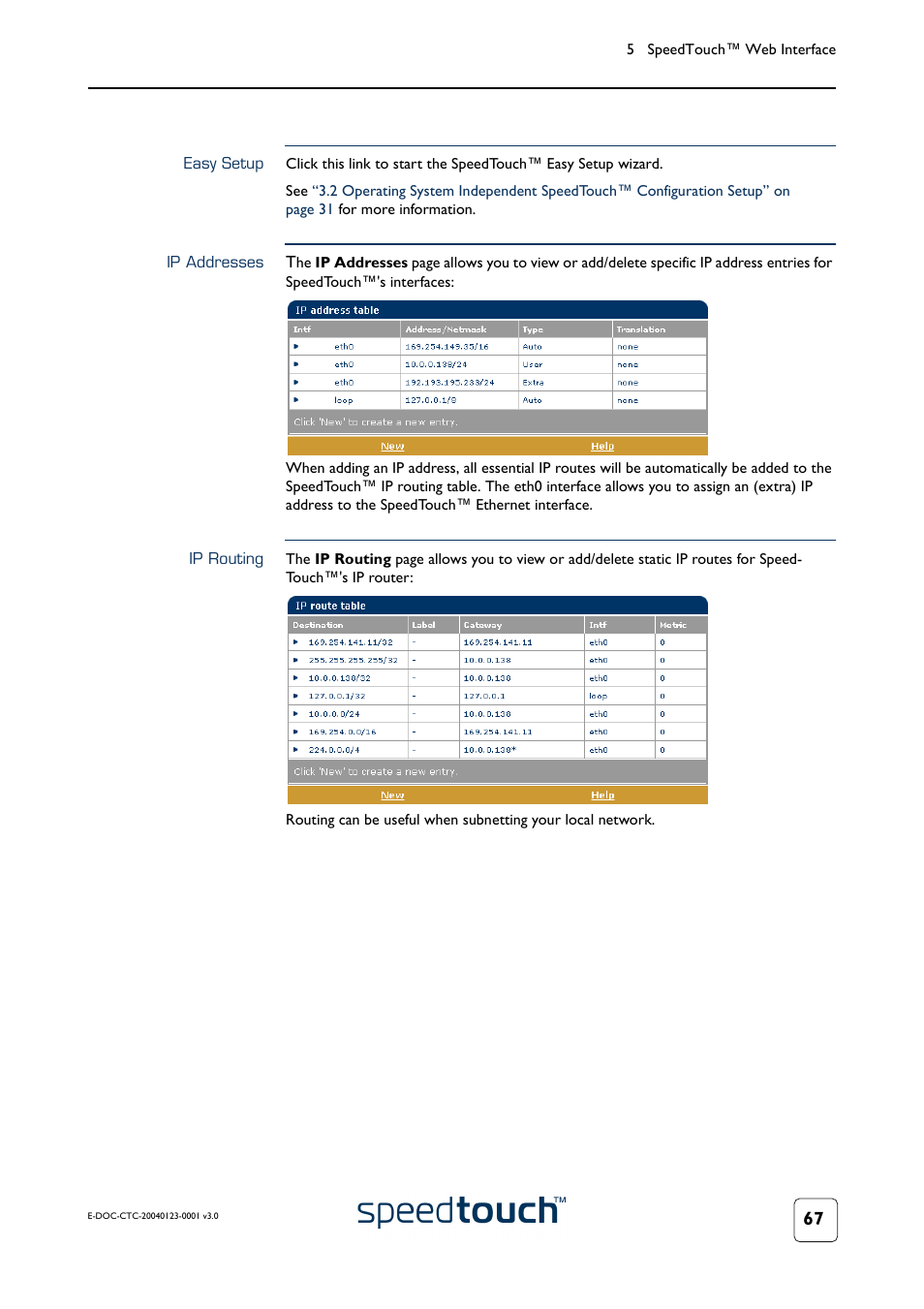 Easy setup, Ip addresses, Ip routing | Easy, Setup | RCA 580 User Manual | Page 69 / 104