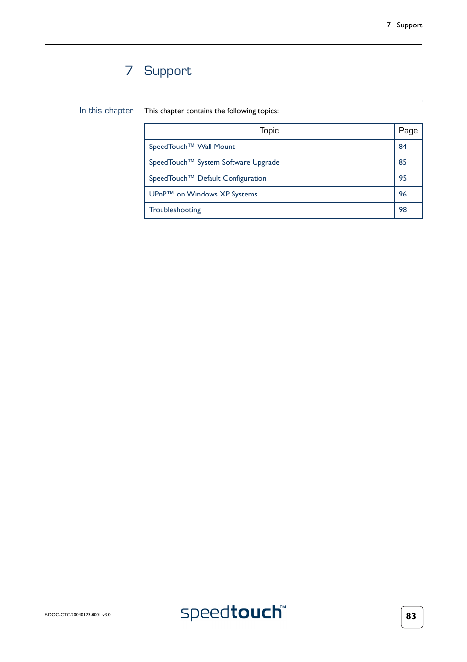 7 support, In this chapter, Support | RCA 580 User Manual | Page 85 / 104