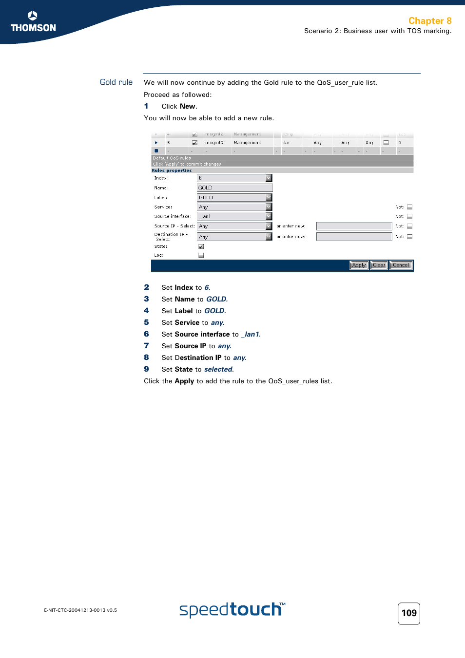 Gold rule, Chapter 8 | RCA THOMSON SpeedTouchTM (Wireless) Business DSL Router User Manual | Page 111 / 124