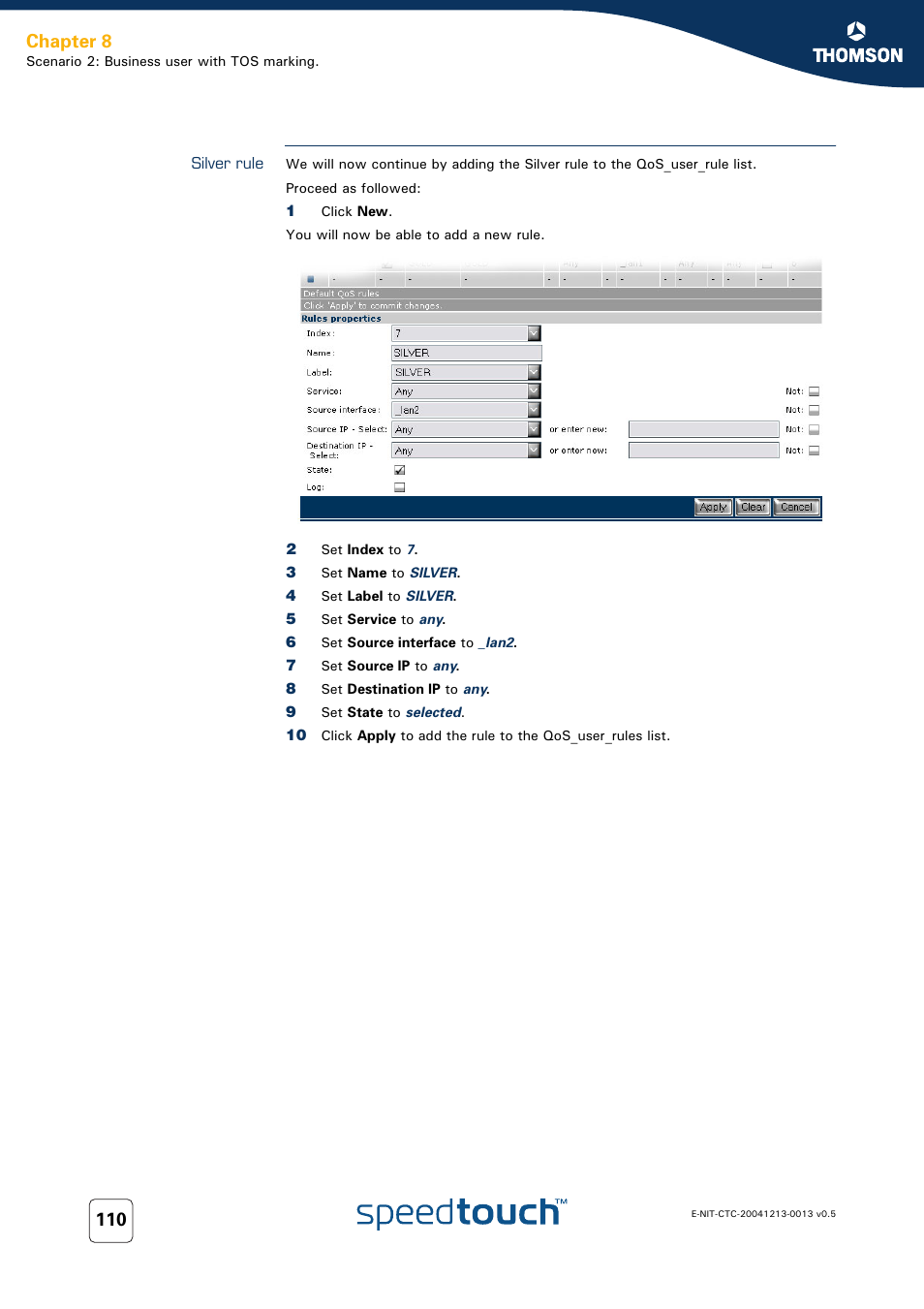 Silver rule, Chapter 8 | RCA THOMSON SpeedTouchTM (Wireless) Business DSL Router User Manual | Page 112 / 124