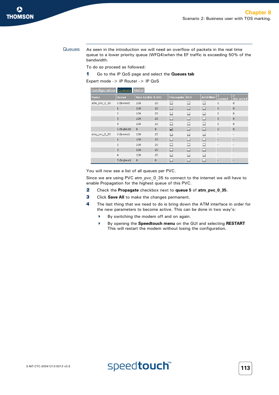 Queues, Chapter 8 | RCA THOMSON SpeedTouchTM (Wireless) Business DSL Router User Manual | Page 115 / 124