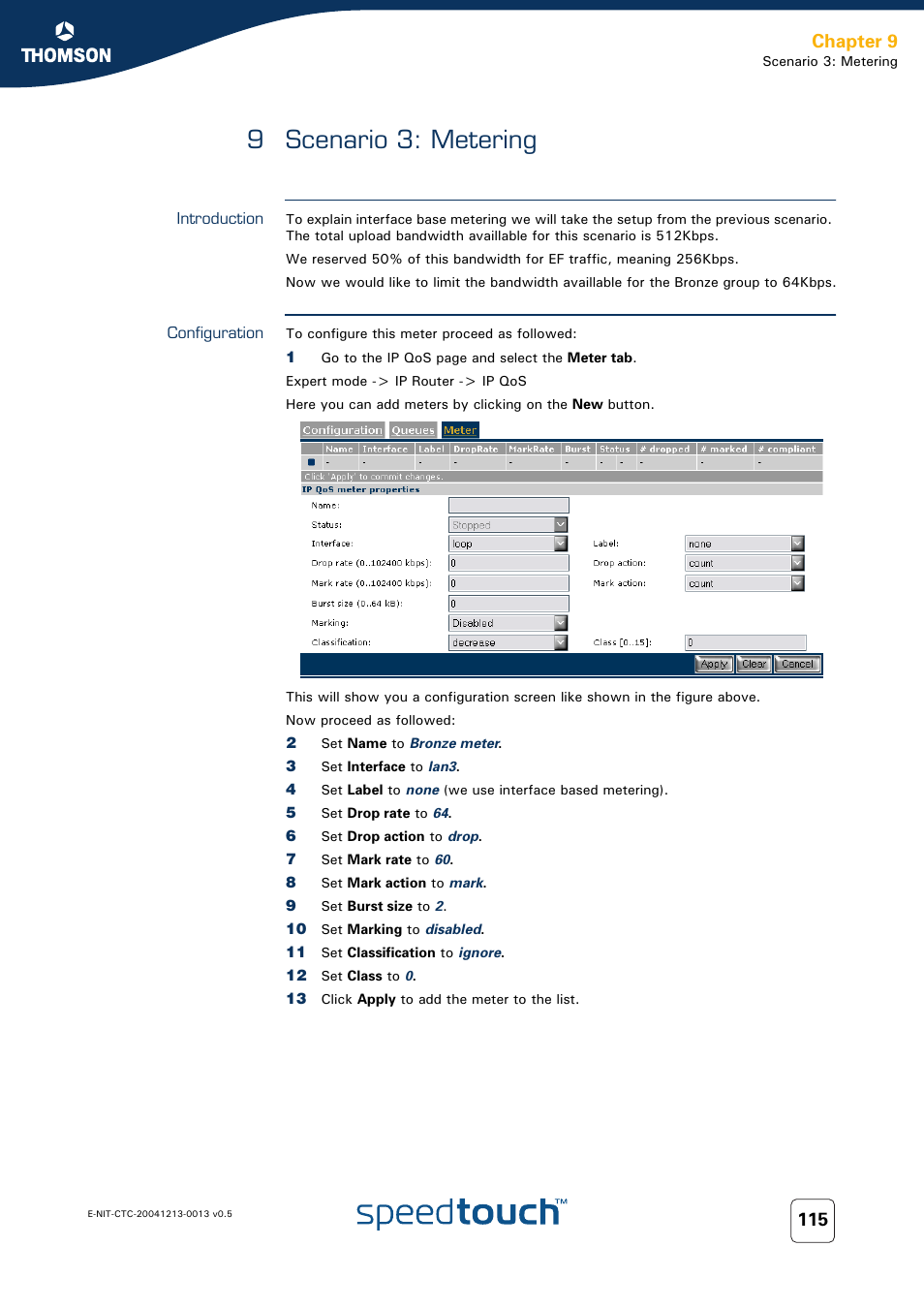 9 scenario 3: metering, Introduction, Configuration | Scenario 3: metering, Chapter 9 | RCA THOMSON SpeedTouchTM (Wireless) Business DSL Router User Manual | Page 117 / 124