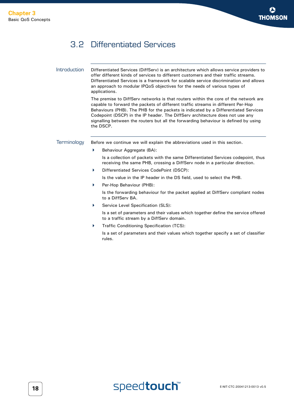 2 differentiated services, Introduction, Terminology | Differentiated services, Chapter 3 | RCA THOMSON SpeedTouchTM (Wireless) Business DSL Router User Manual | Page 20 / 124