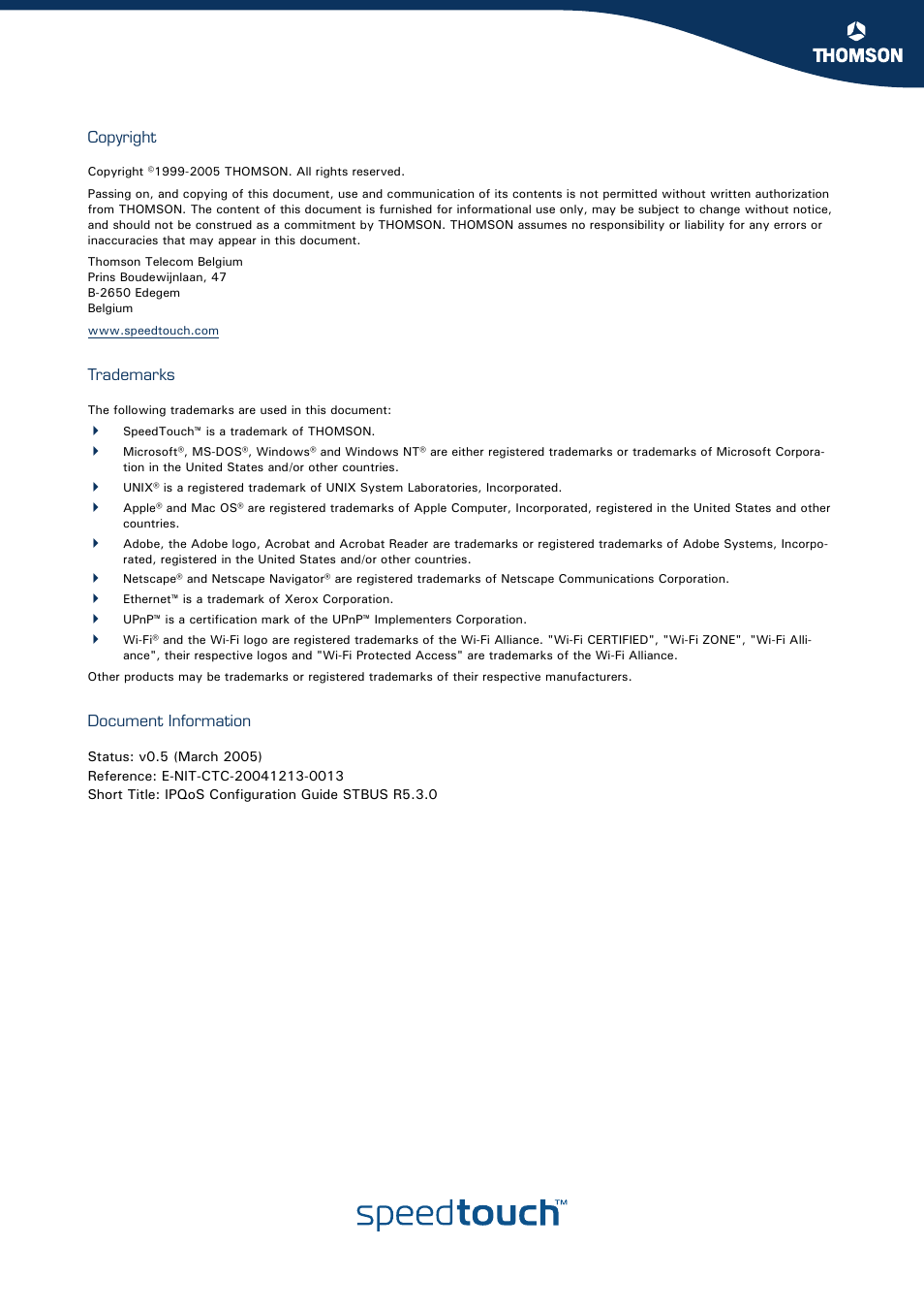 RCA THOMSON SpeedTouchTM (Wireless) Business DSL Router User Manual | Page 4 / 124