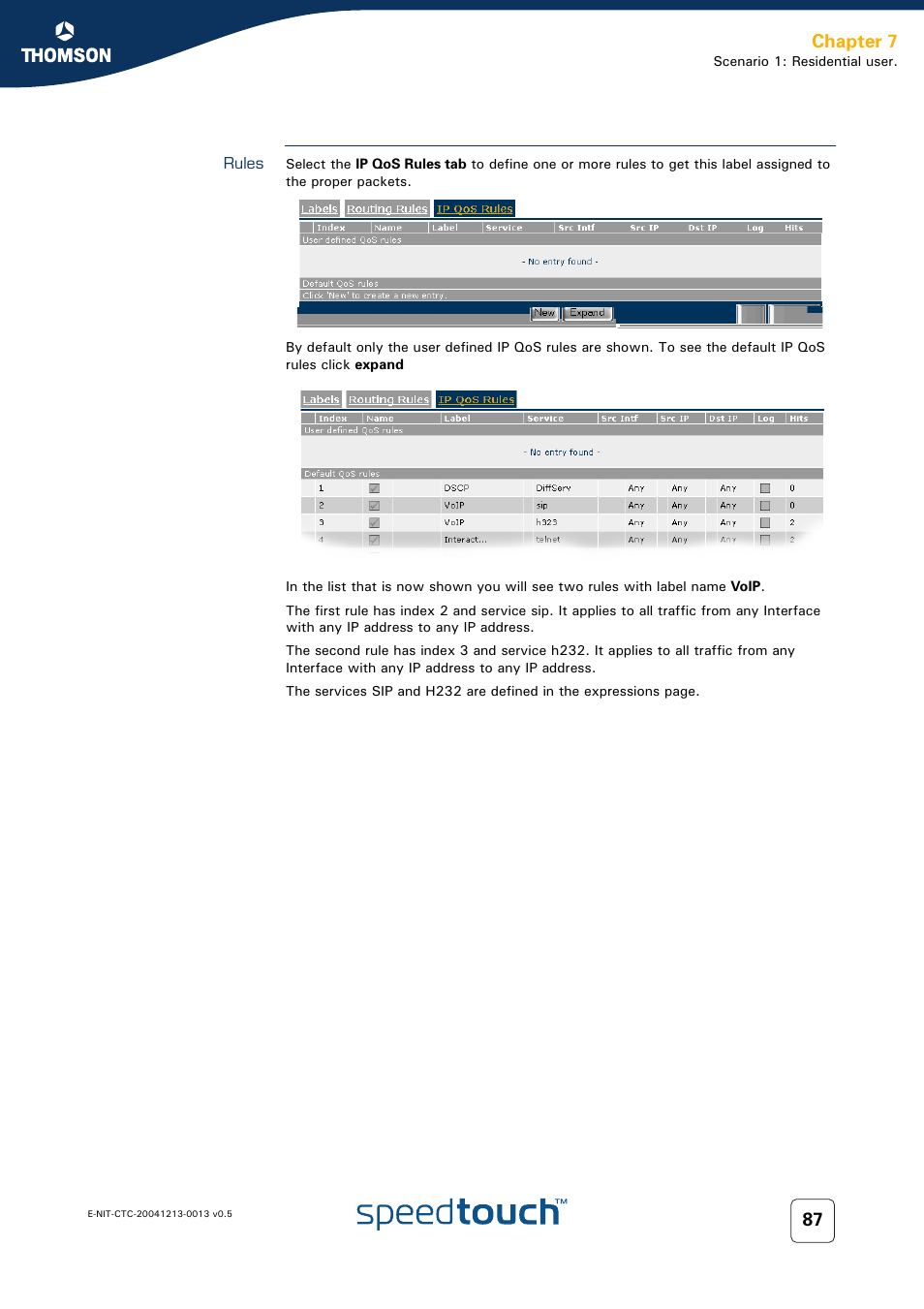 Rules, Chapter 7 | RCA THOMSON SpeedTouchTM (Wireless) Business DSL Router User Manual | Page 89 / 124