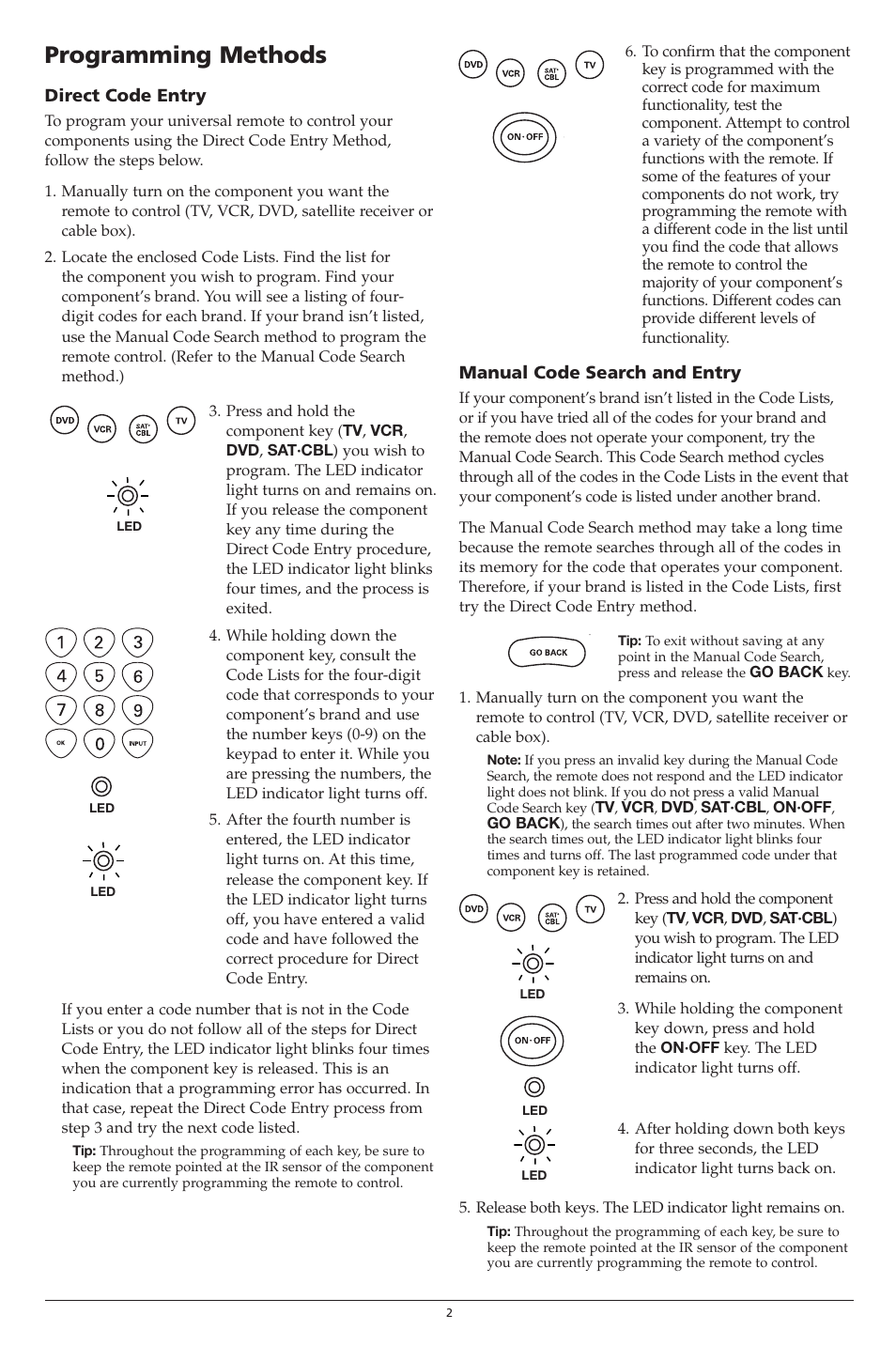 Programming methods | RCA RCR451 User Manual | Page 2 / 4