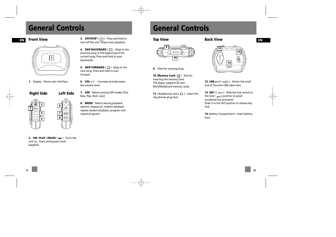 General controls | RCA RD1072 User Manual | Page 10 / 16