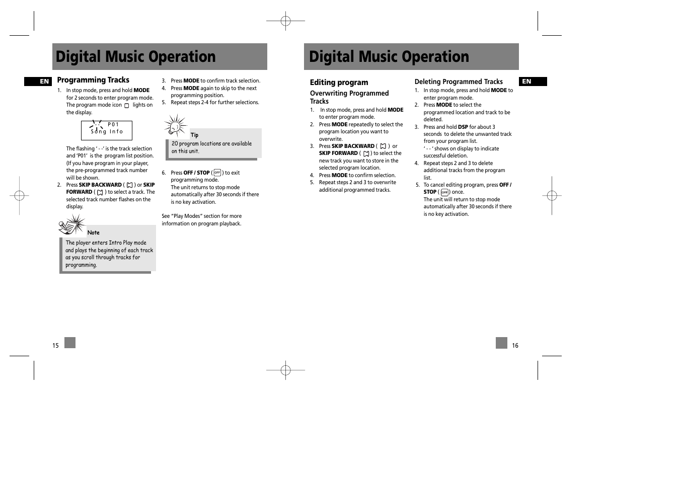 Digital music operation | RCA RD1072 User Manual | Page 13 / 16