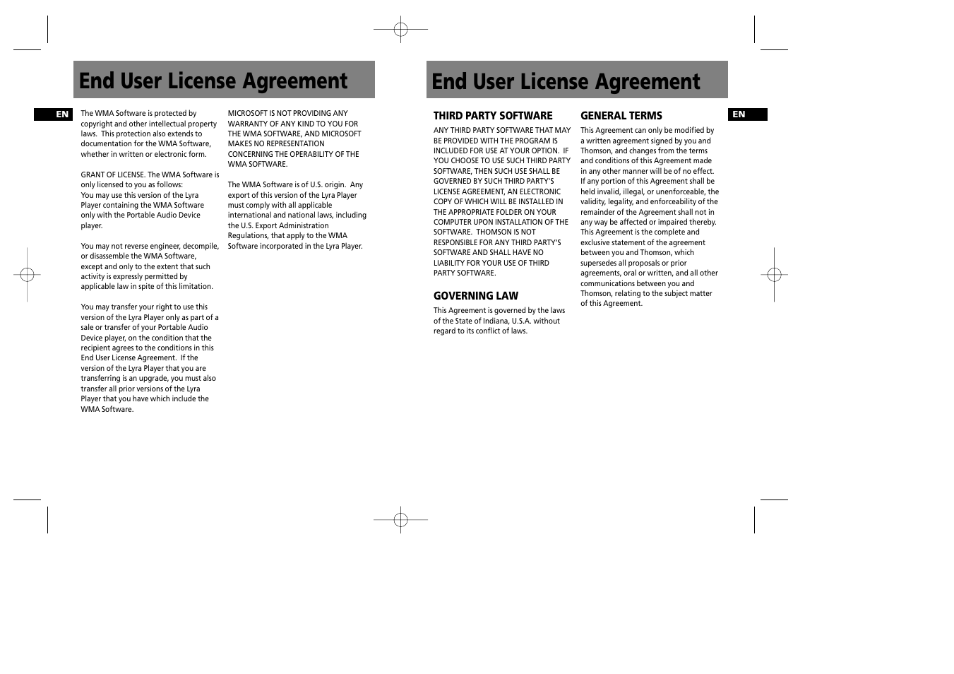 End user license agreement | RCA RD1072 User Manual | Page 5 / 16