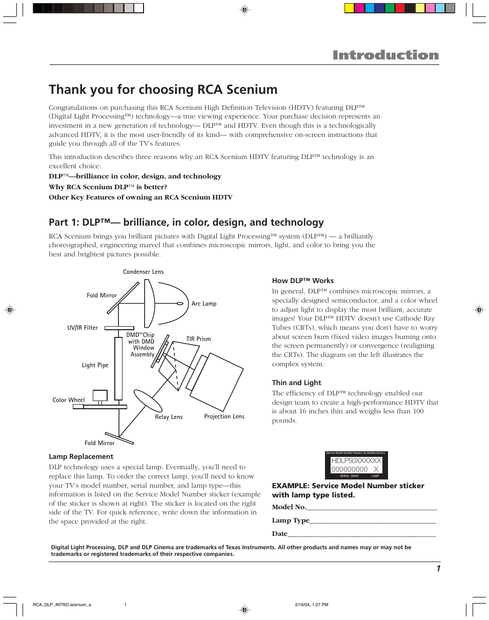 RCA SCENIUM HDLP50W151 User Manual | Page 3 / 96