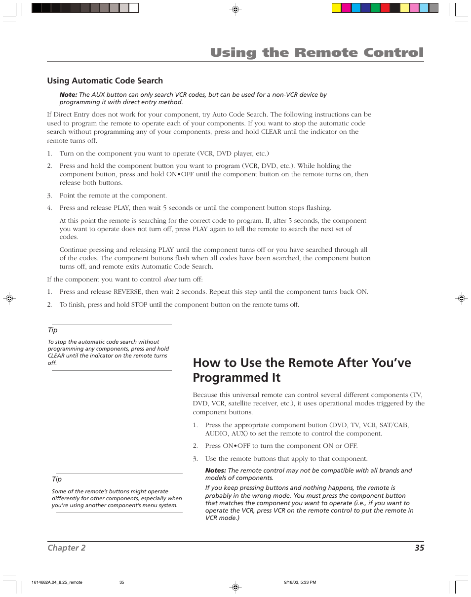 Using the remote control, How to use the remote after you’ve programmed it | RCA SCENIUM HDLP50W151 User Manual | Page 37 / 96