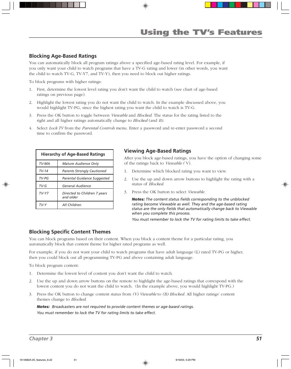 Using the tv’s features | RCA SCENIUM HDLP50W151 User Manual | Page 53 / 96