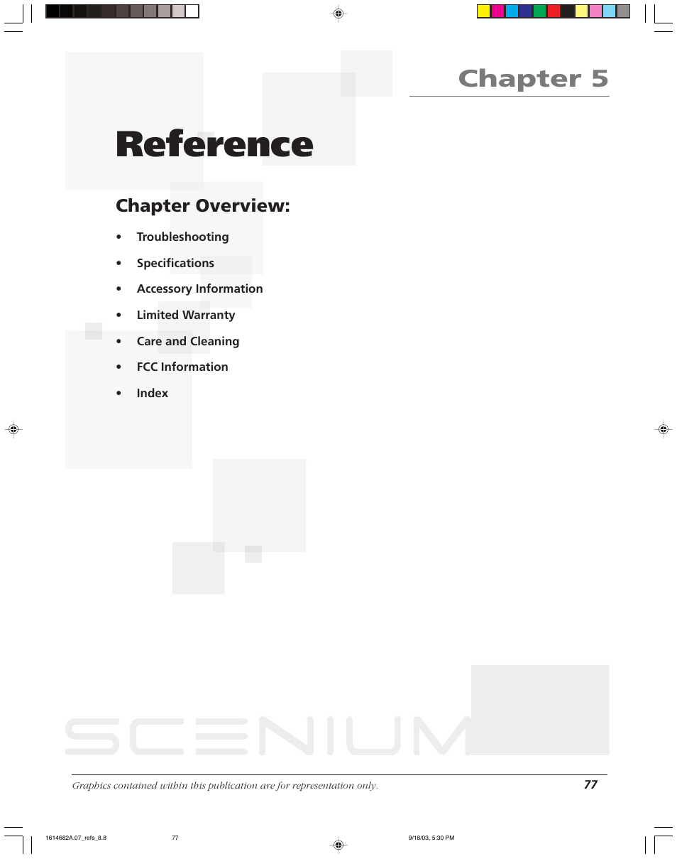 Reference, Chapter 5, Chapter overview | RCA SCENIUM HDLP50W151 User Manual | Page 79 / 96