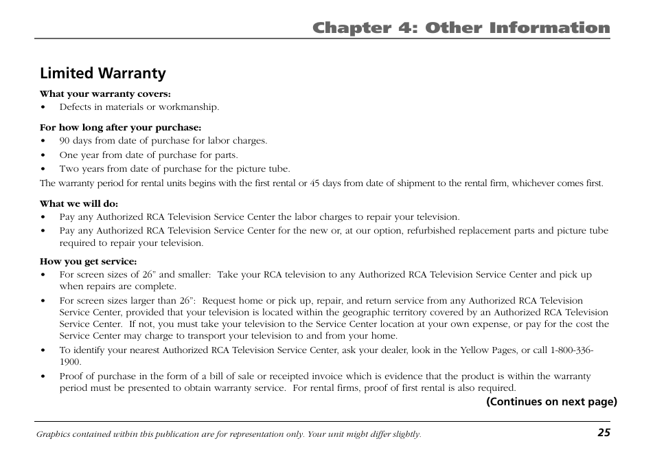 Limited warranty, Chapter 4: other information | RCA F19421 User Manual | Page 27 / 32
