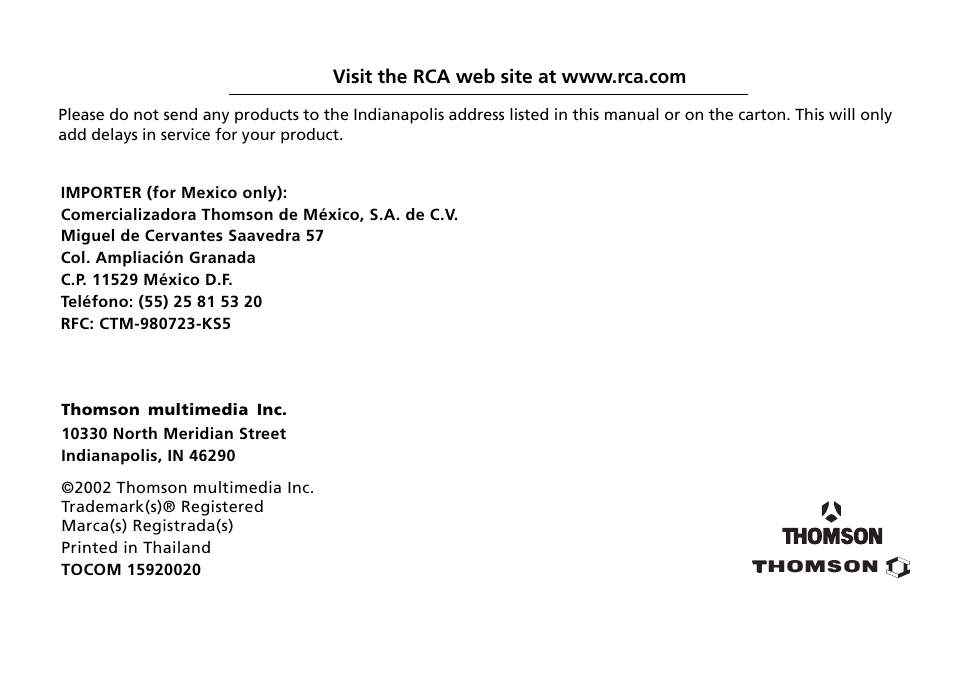 RCA F19421 User Manual | Page 32 / 32