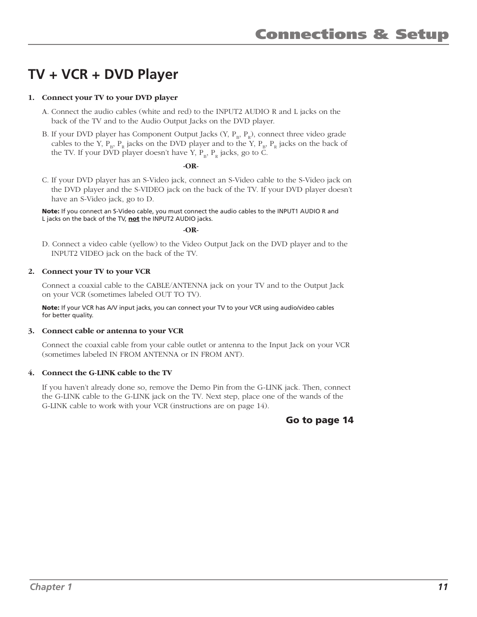 Connections & setup tv + vcr + dvd player | RCA F27TF720 User Manual | Page 13 / 64