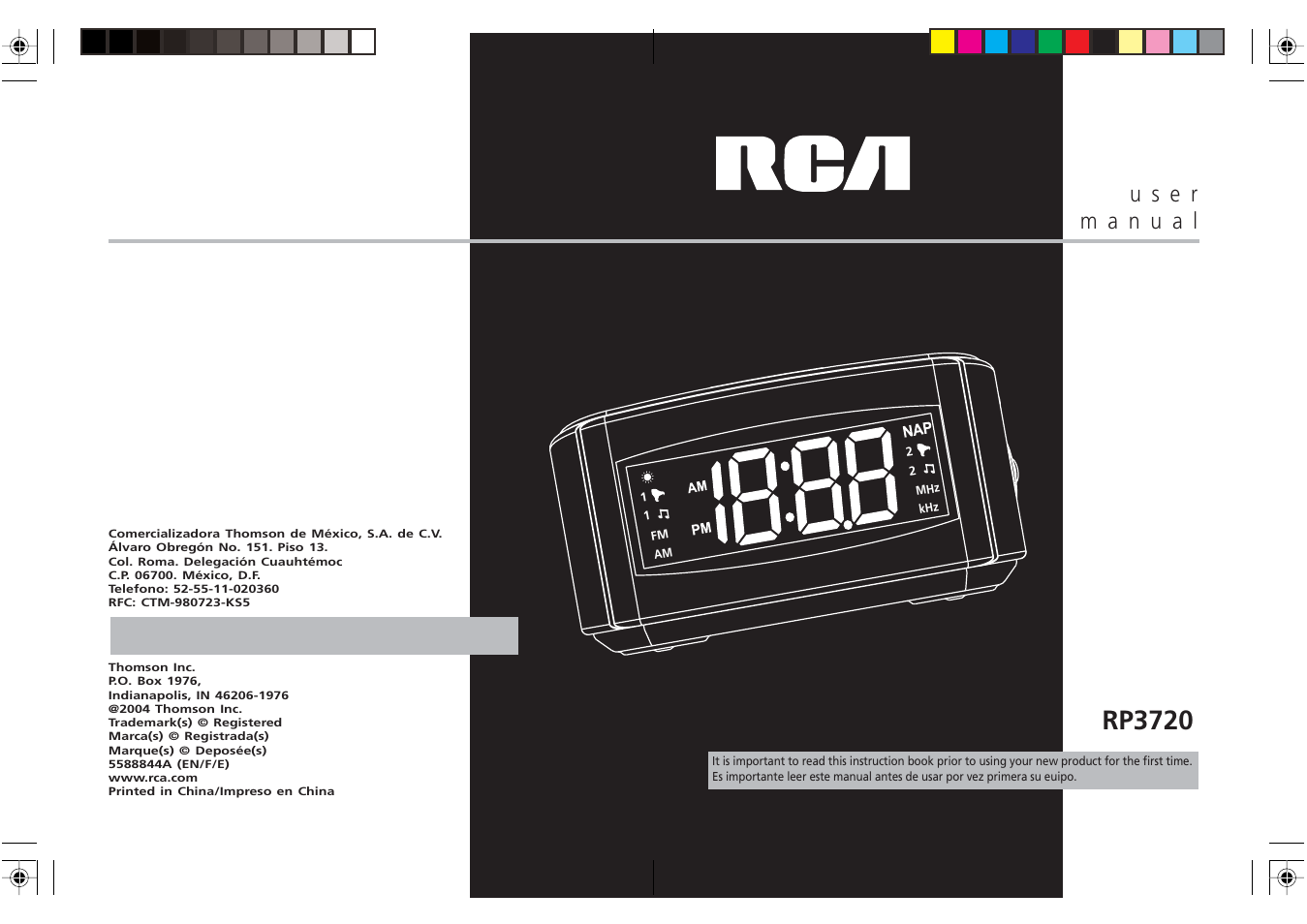 RCA Dual Alarm Clock RP3720 User Manual | 12 pages