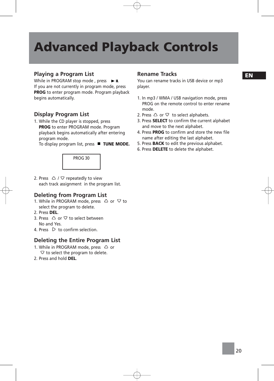 Advanced playback controls | RCA RS2058 User Manual | Page 25 / 38