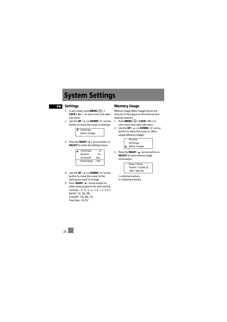 System settings, Settings | RCA 5588825C User Manual | Page 33 / 39