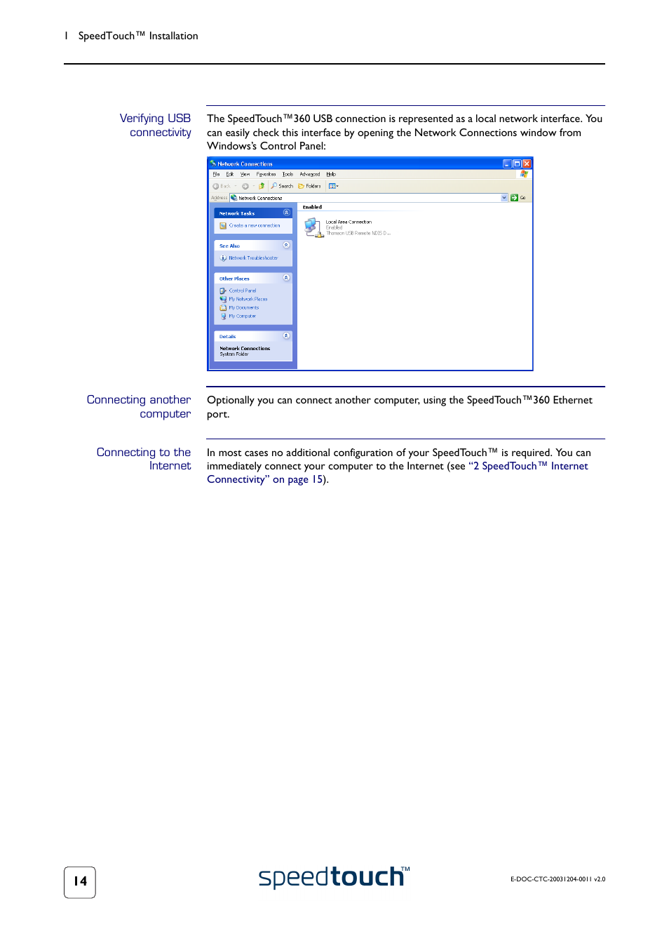 Verifying usb connectivity, Connecting another computer, Connecting to the internet | RCA 360 User Manual | Page 16 / 58
