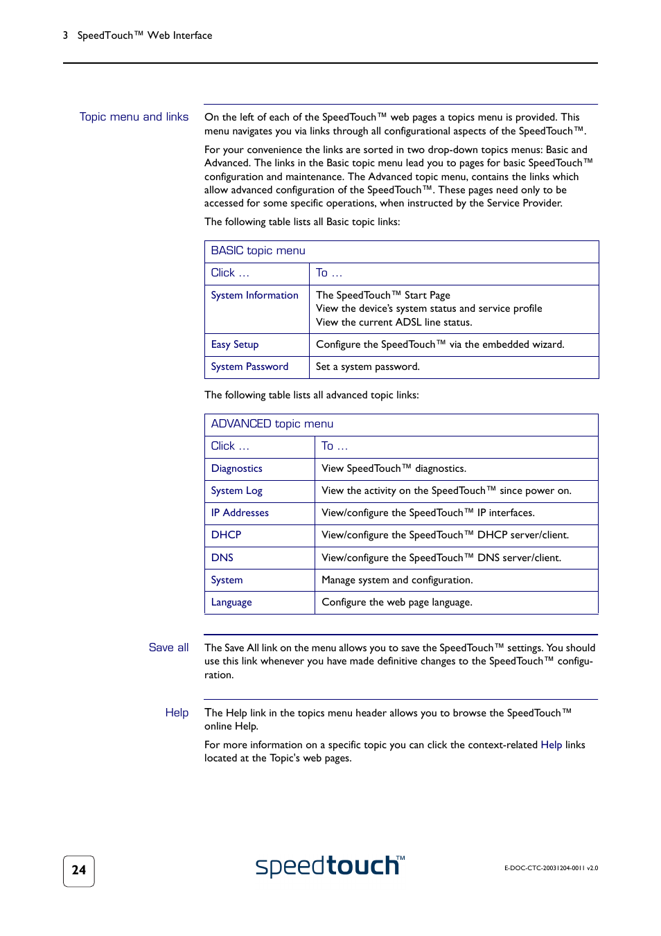 Topic menu and links, Save all, Help | RCA 360 User Manual | Page 26 / 58