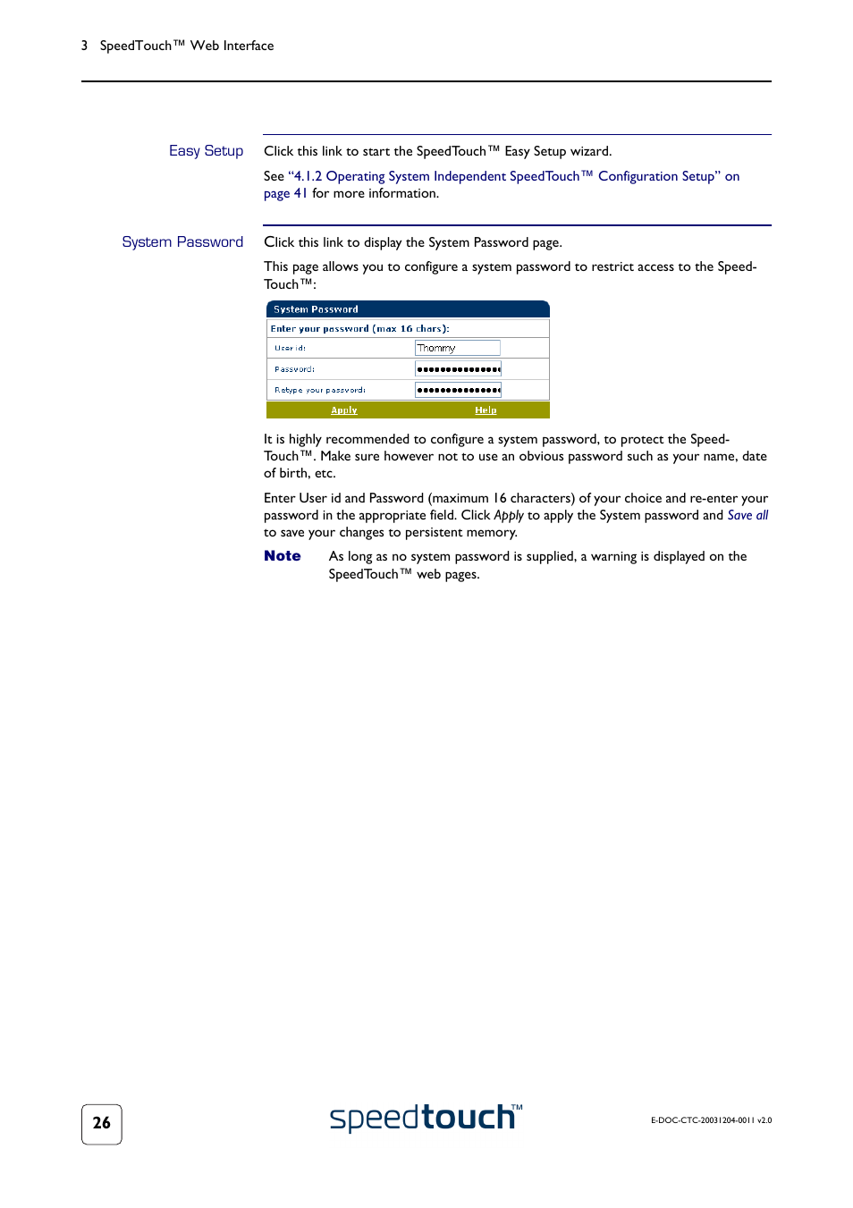 Easy setup, System password | RCA 360 User Manual | Page 28 / 58