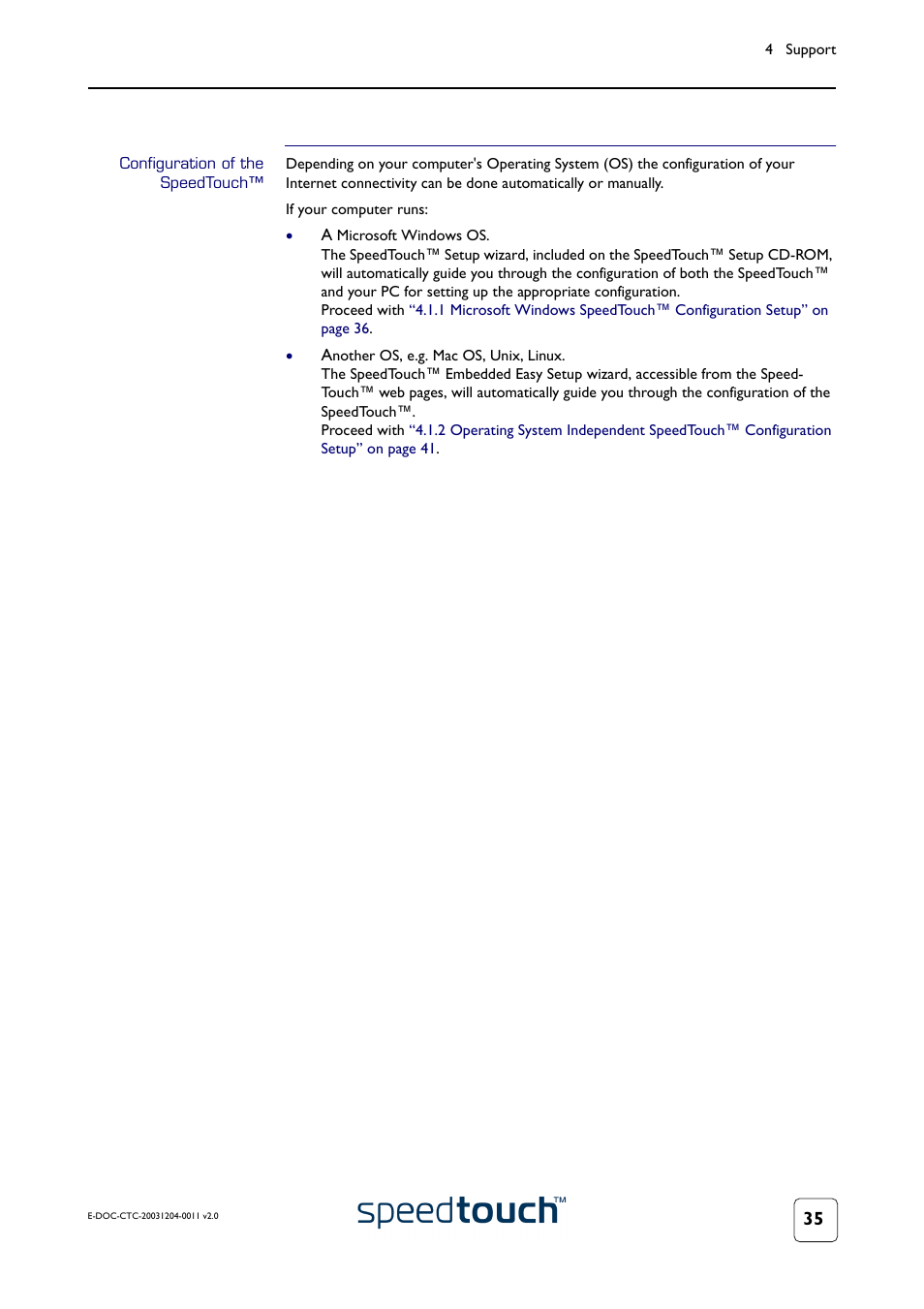 Configuration of the speedtouch | RCA 360 User Manual | Page 37 / 58