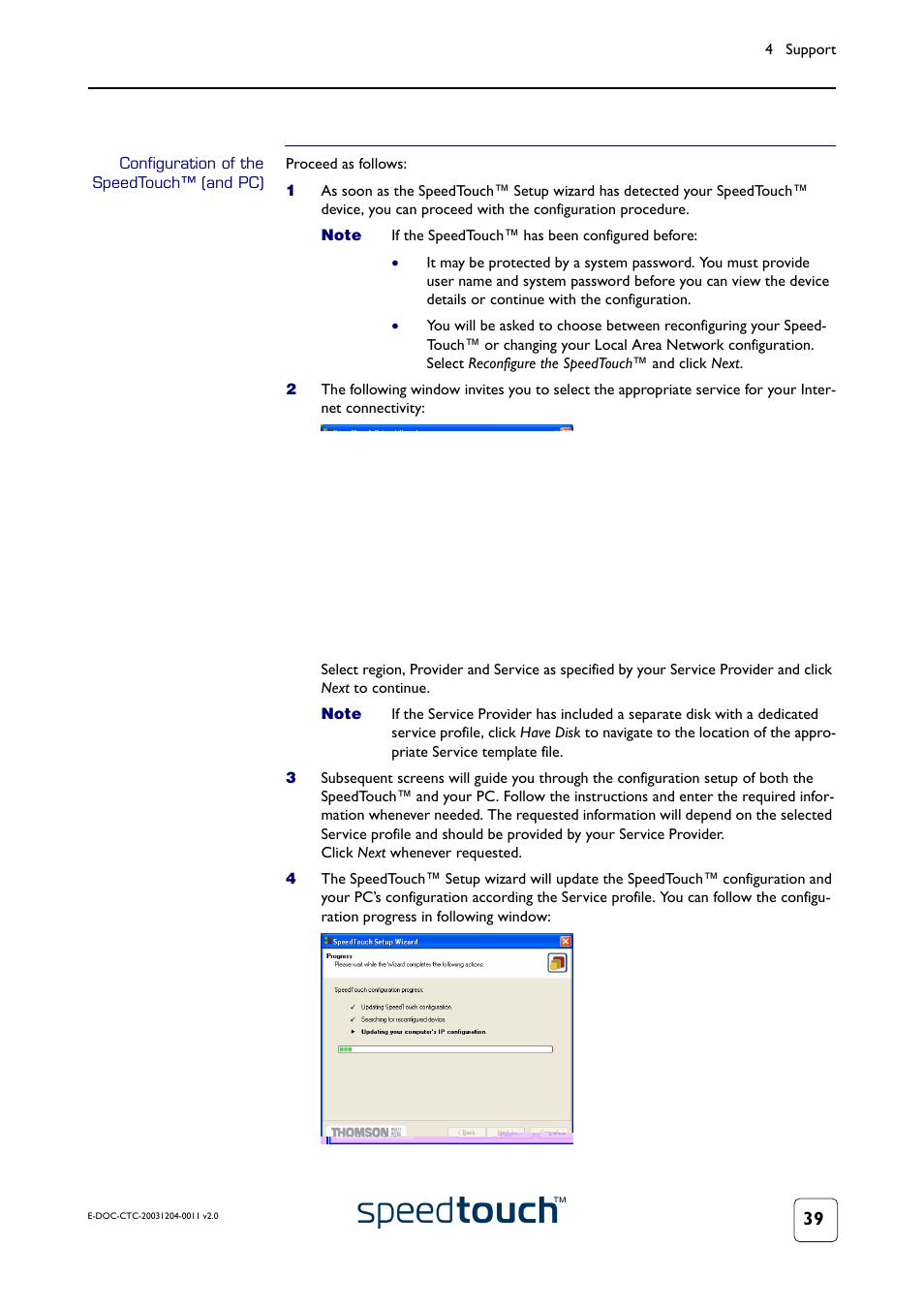 Configuration of the speedtouch™ (and pc) | RCA 360 User Manual | Page 41 / 58