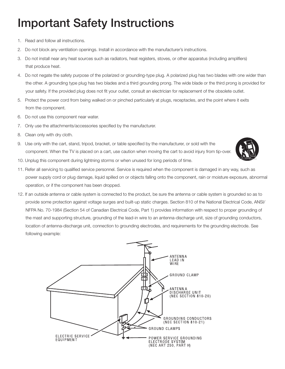 Important safety instructions | RCA L40HD36  ES User Manual | Page 3 / 52