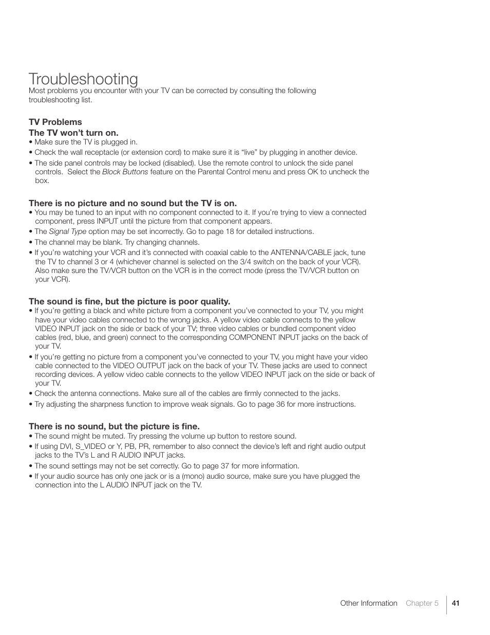 Troubleshooting | RCA L40HD36  ES User Manual | Page 41 / 52