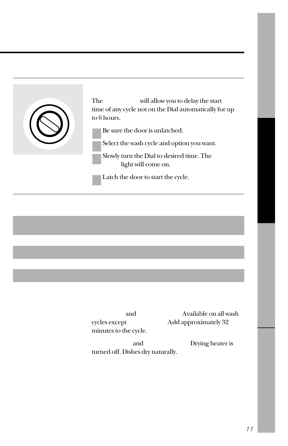 Start delay, Cycle sequence | RCA PSD1000 User Manual | Page 11 / 32