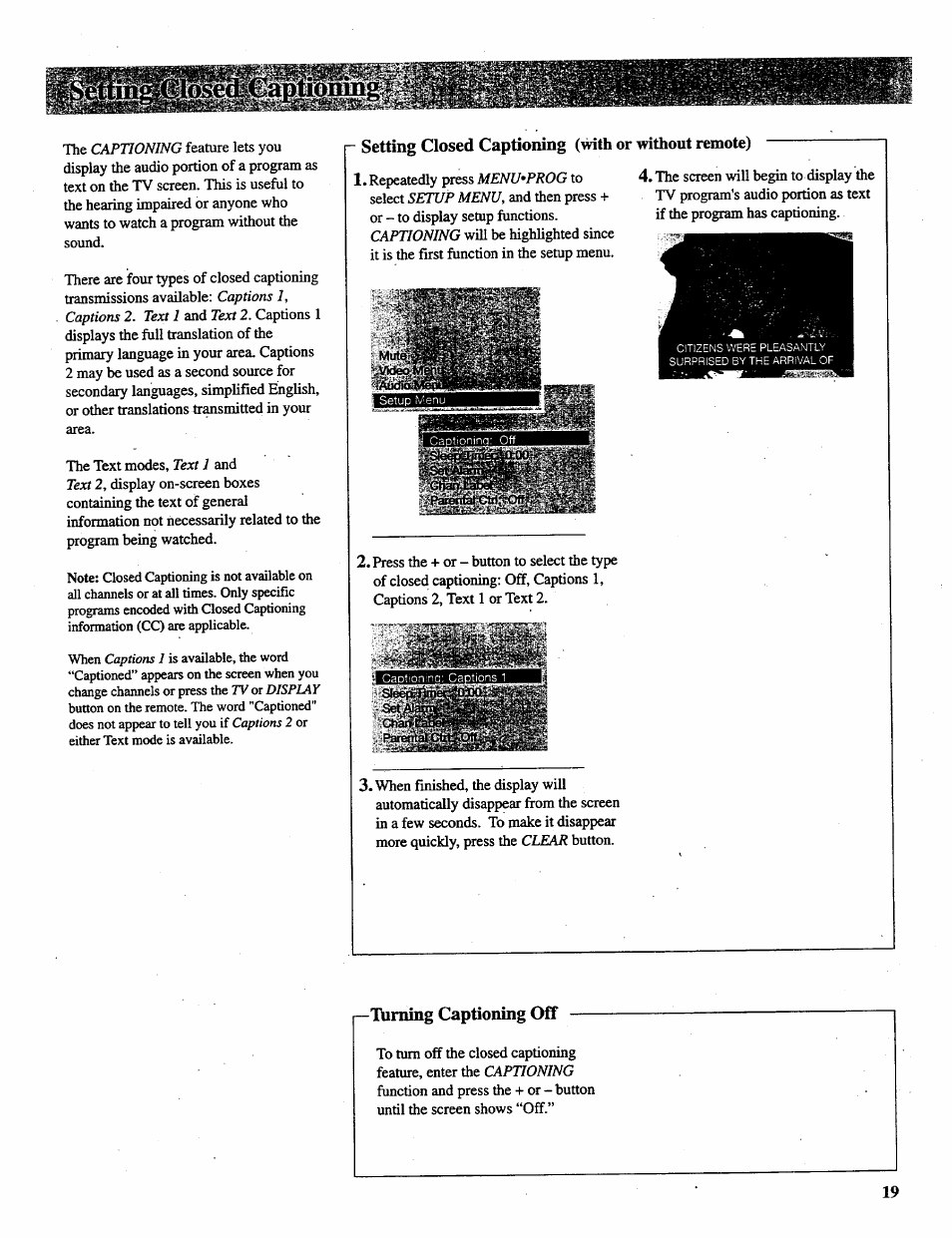 R—turning captioning off | RCA P46728 User Manual | Page 21 / 55