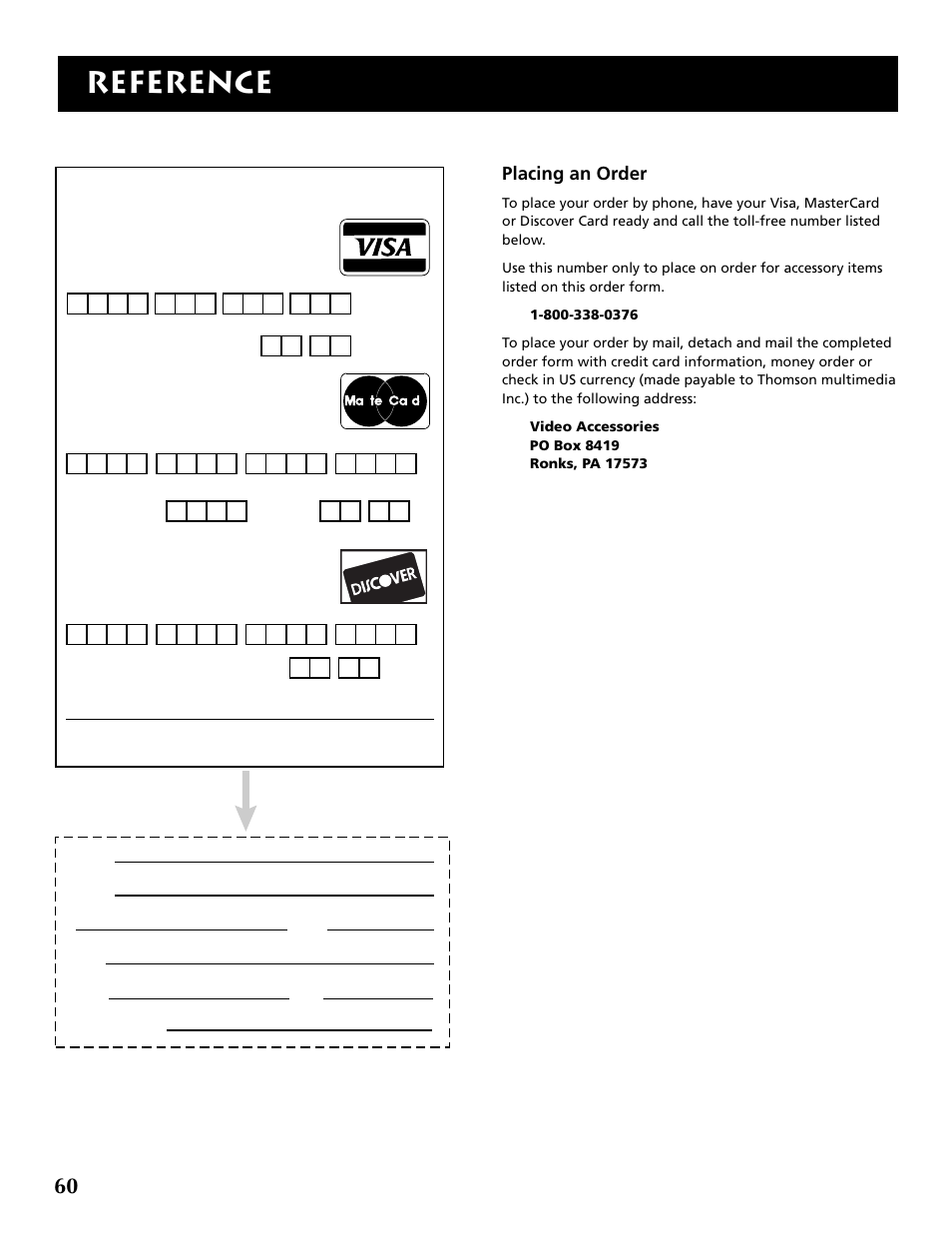 Reference, Placing an order | RCA F32715 User Manual | Page 62 / 64