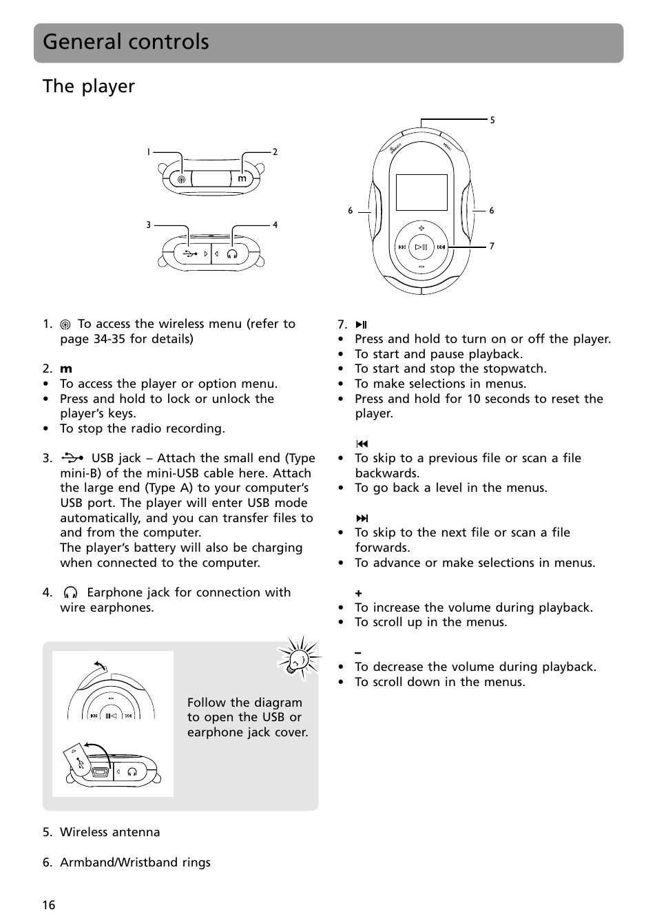 General controls, The player | RCA S2502 User Manual | Page 16 / 41