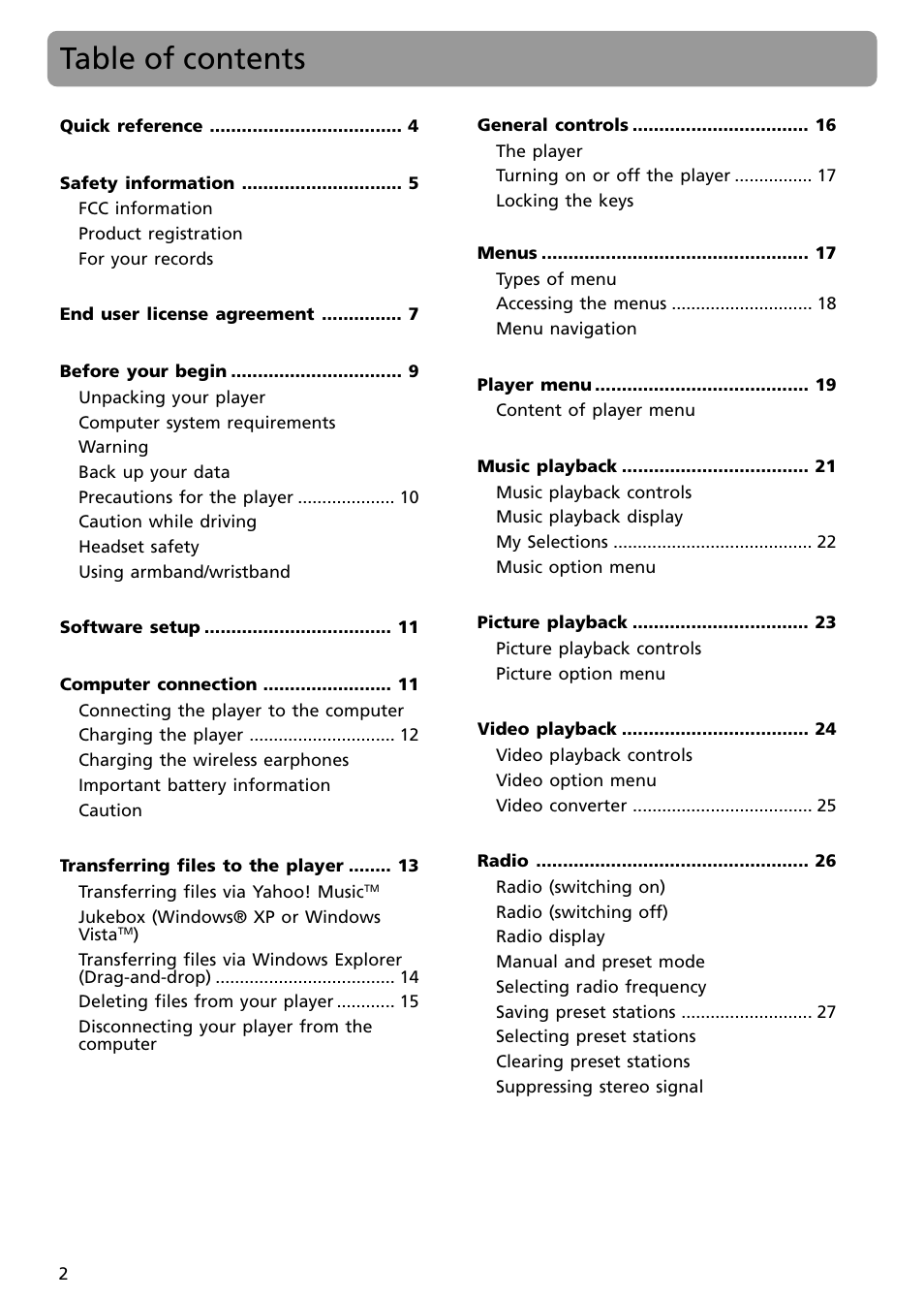 RCA S2502 User Manual | Page 2 / 41