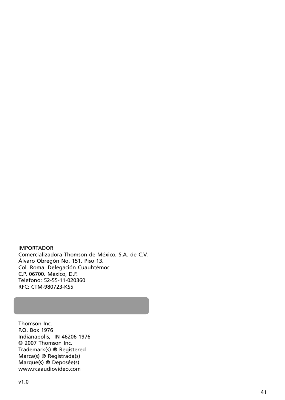 RCA S2502 User Manual | Page 41 / 41