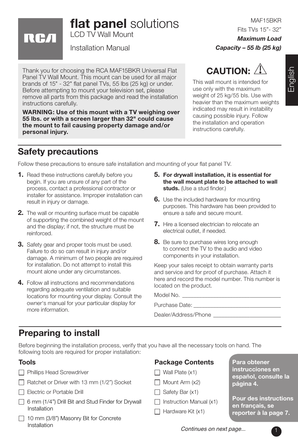 RCA MAF15BKR User Manual | 12 pages