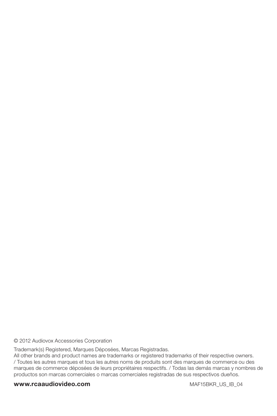 RCA MAF15BKR User Manual | Page 12 / 12