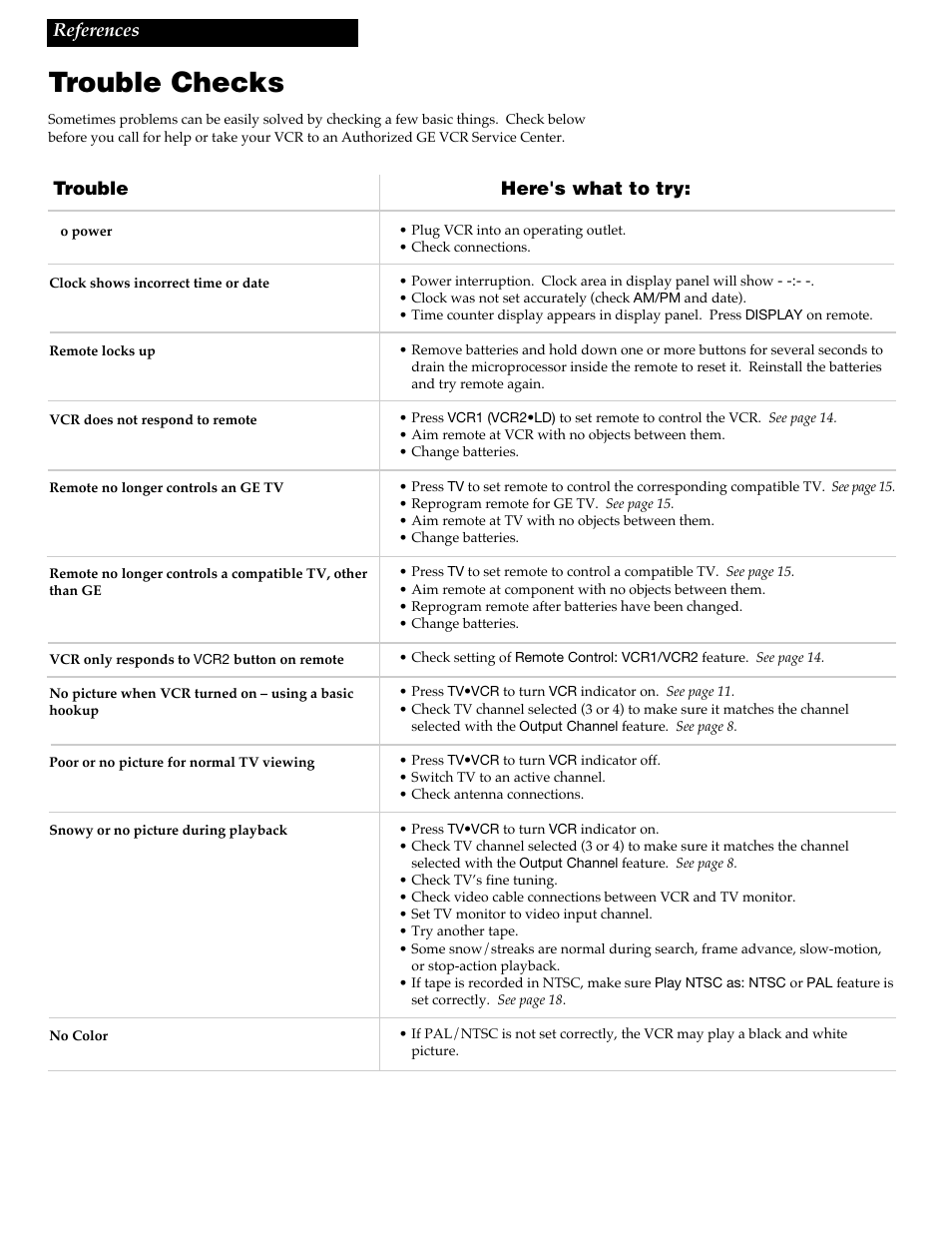 Trouble checks | RCA VGM500 User Manual | Page 38 / 44