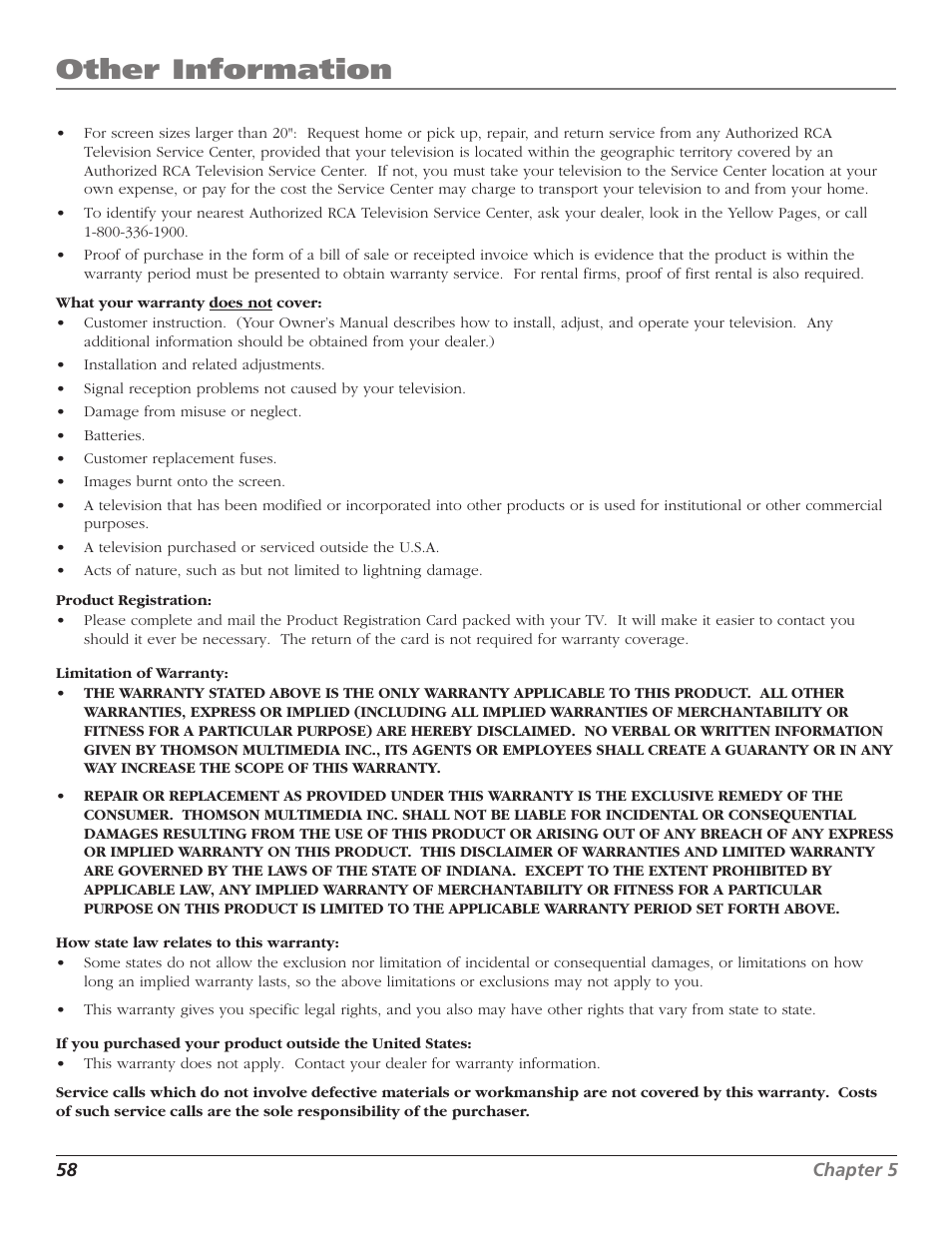 Other information | RCA TruFlat F32TF600 User Manual | Page 60 / 64
