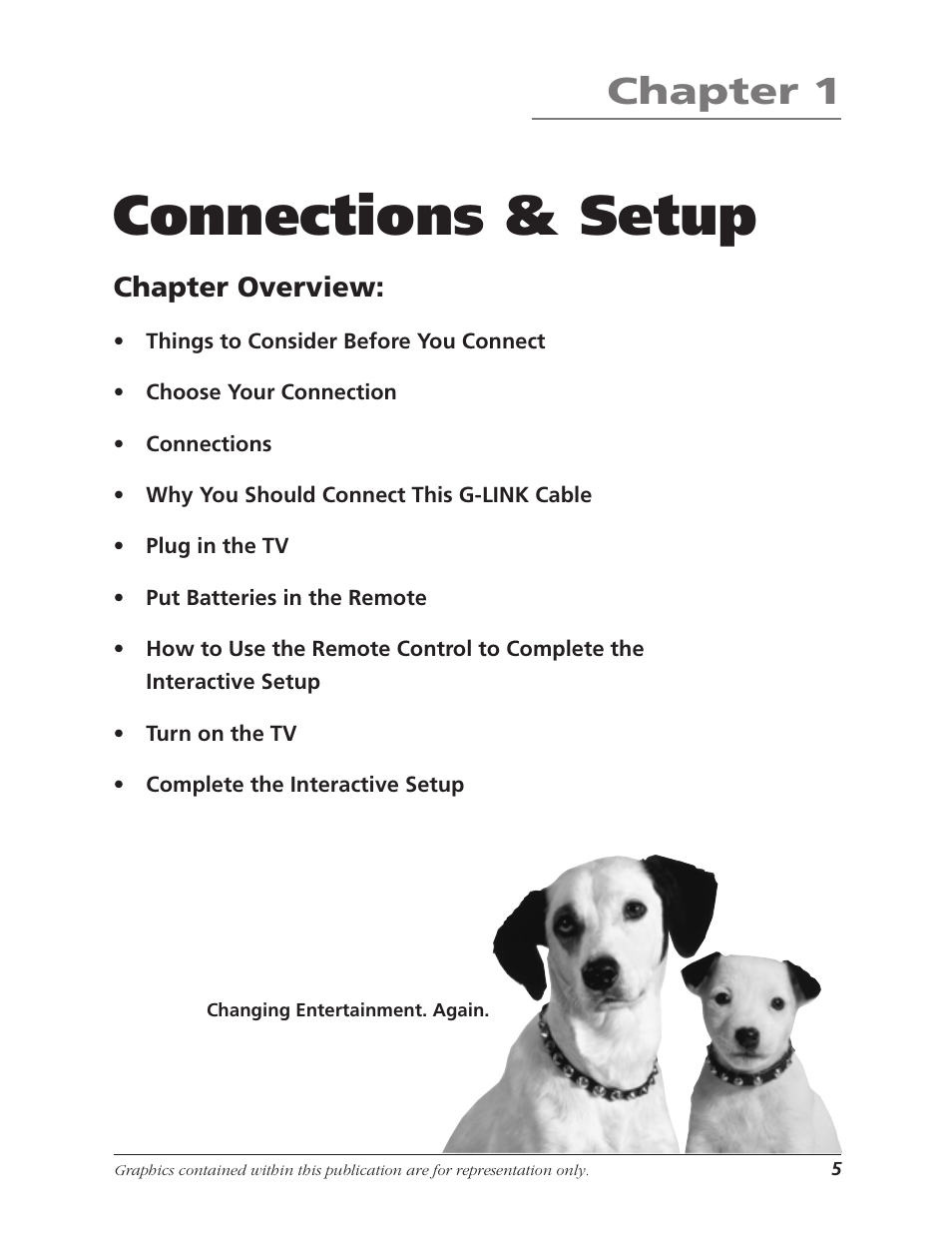 Connections & setup, Chapter 1, Chapter overview | RCA TruFlat F32TF600 User Manual | Page 7 / 64