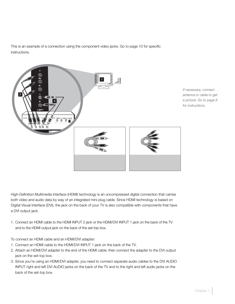 Component video connection, Connecting a component with hdmi (best) | RCA L22HD41V User Manual | Page 11 / 40