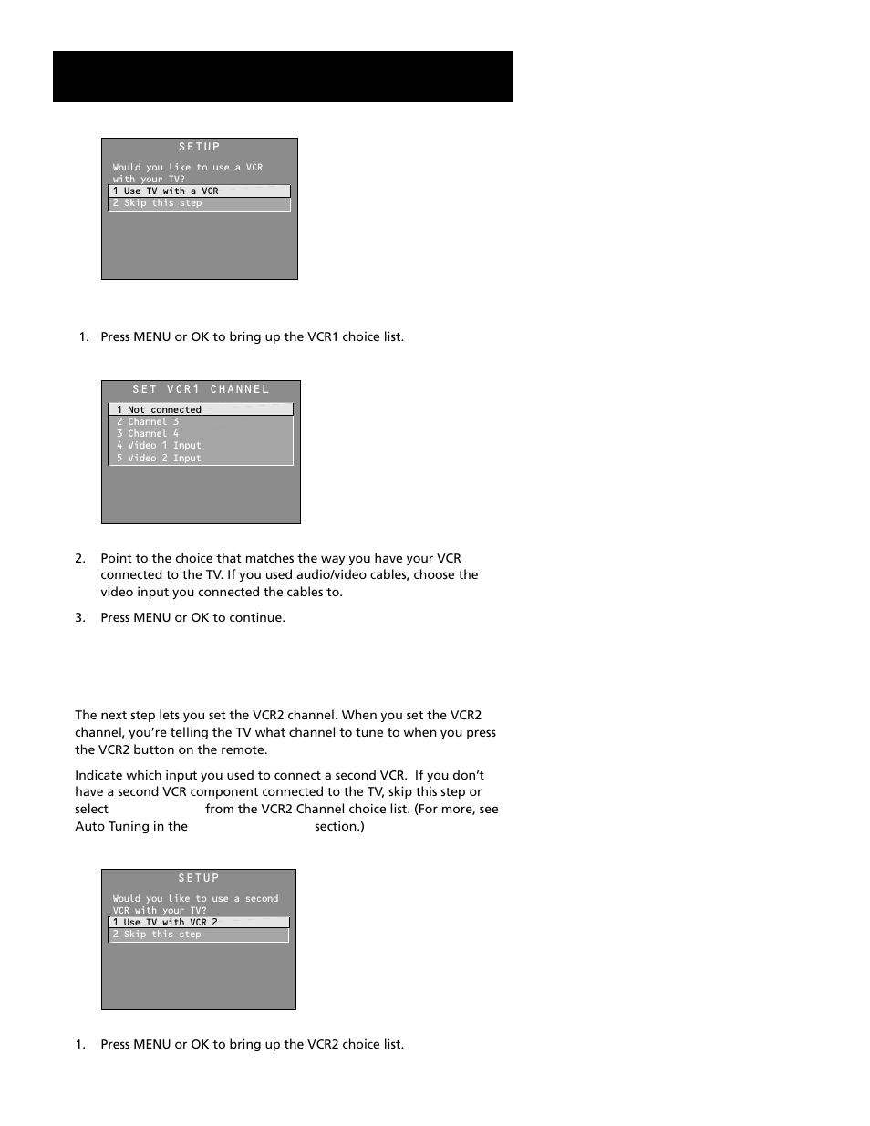 Setting the vcr2 channel (auto tuning), Interactive setup | RCA F27689 User Manual | Page 19 / 64