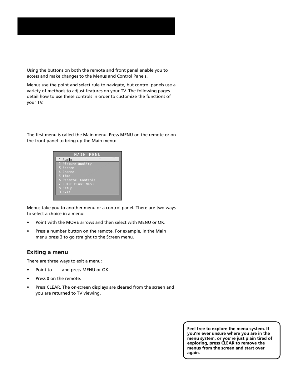 Menus and control panels, Menus, Features and menus | RCA F27689 User Manual | Page 30 / 64