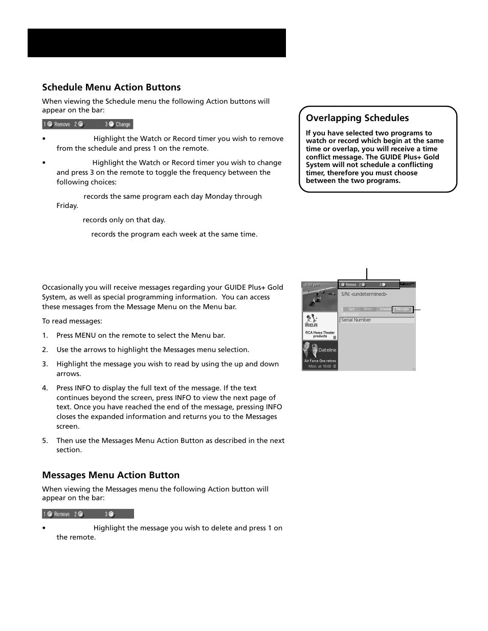 Messages, Features and menus | RCA F27689 User Manual | Page 51 / 64