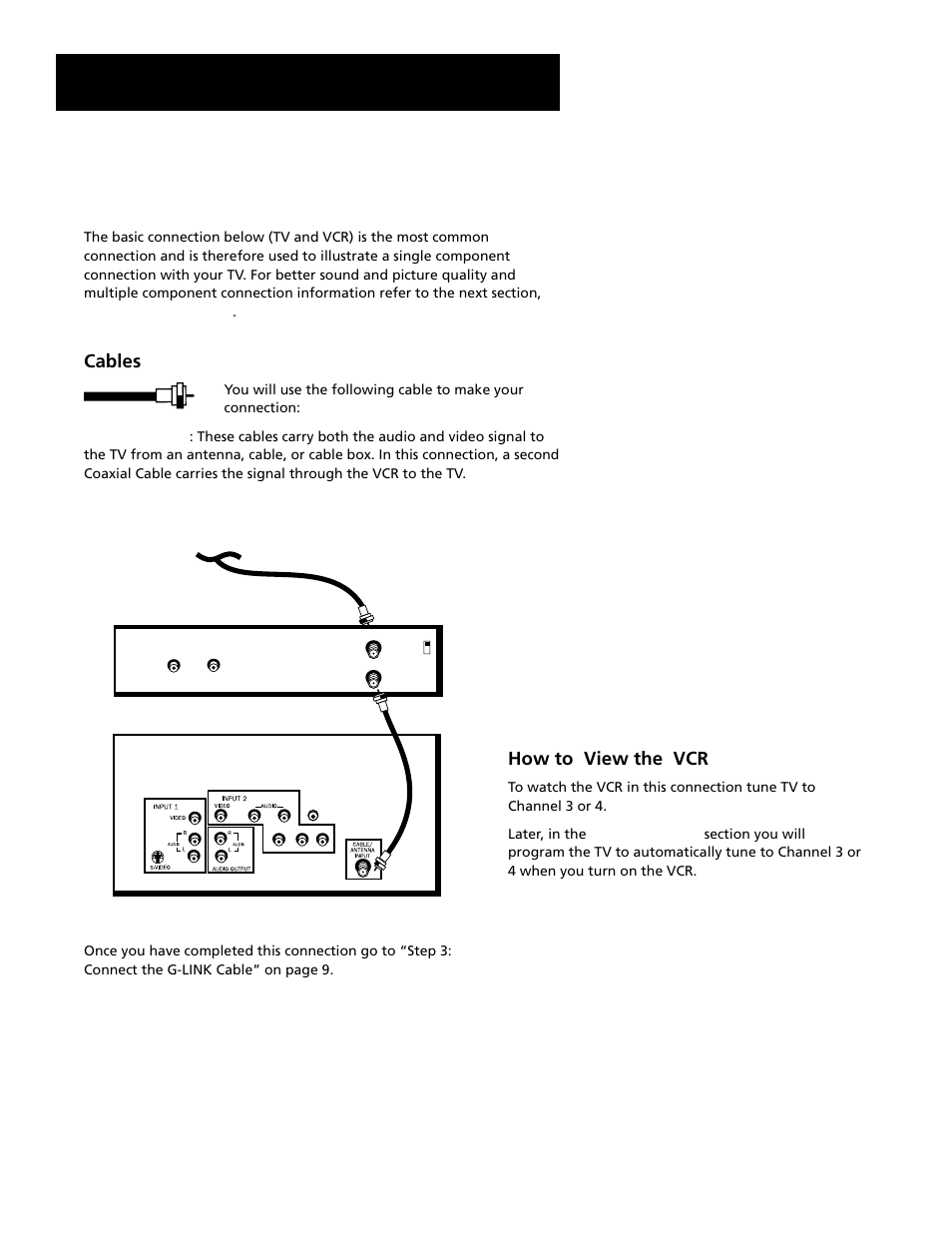 Setup and connections, The basic connection, Cables | How to view the vcr | RCA F27689 User Manual | Page 7 / 64