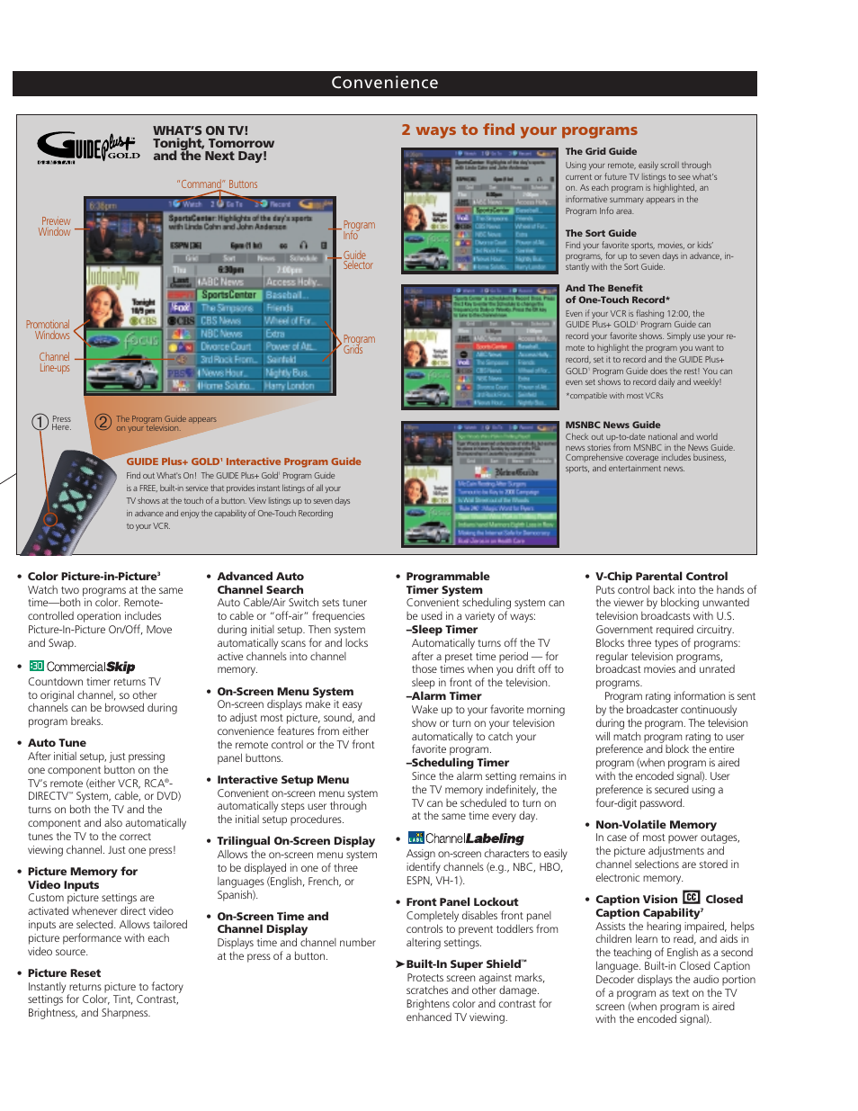 Convenience, 2 ways to find your programs | RCA Home Theatre P52926S User Manual | Page 3 / 4
