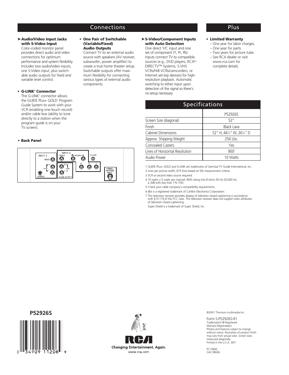 Te levi s io n | RCA Home Theatre P52926S User Manual | Page 4 / 4